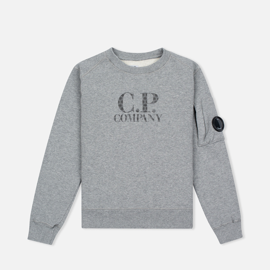 Детская толстовка C.P. Company U16 Cotton Fleece Lens Crew Neck Reflective Logo Grey Melange