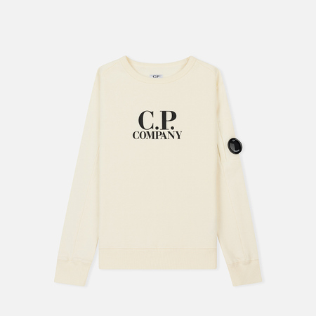 Детская толстовка C.P. Company U16 Cotton Fleece Lens Logo Crew Gauze White