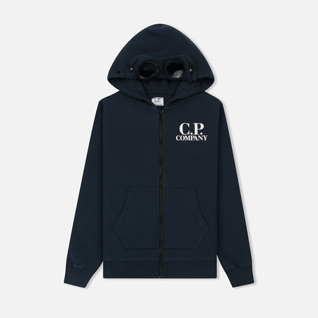 Детская толстовка C.P. Company U16 Fleece Goggle Zip Logo Total Eclipse