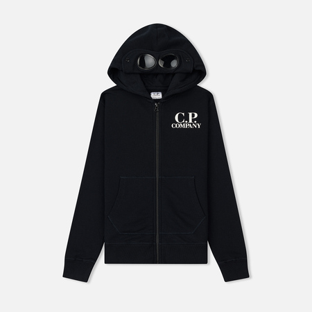 Детская толстовка C.P. Company U16 Fleece Hooded Open Logo Goggle Total Eclipse