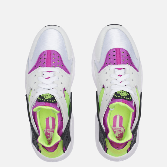 Женские кроссовки Nike Air Huarache White/Neon Yellow/Magenta/Black