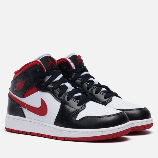 Подростковые кроссовки Jordan Air Jordan 1 Mid GS White/Gym Red/Black