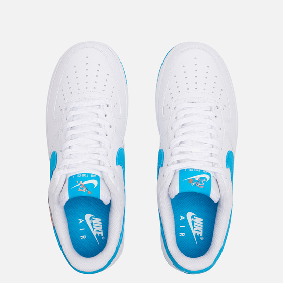Мужские кроссовки Nike x Space Jam Air Force 1 07 Hare White/Light Blue Fury/White