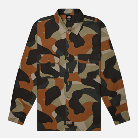 Мужская рубашка Dickies Camo Canvas Work, цвет зелёный, размер XXL