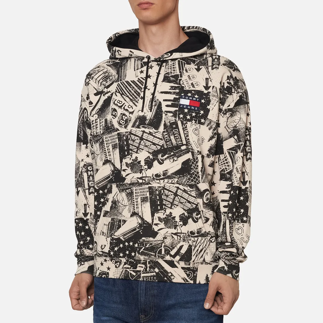 Tommy Jeans Мужская толстовка All Over Print Badge Hoodie