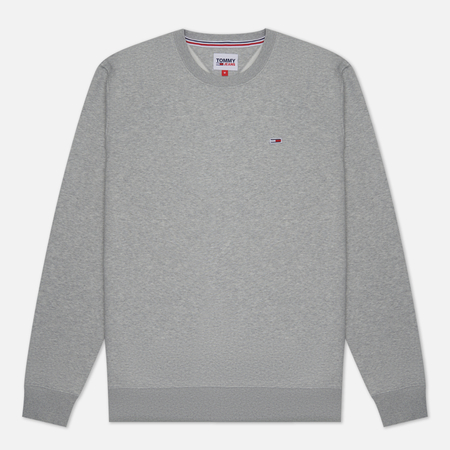 фото Мужская толстовка tommy jeans flag patch fleece, цвет серый, размер s