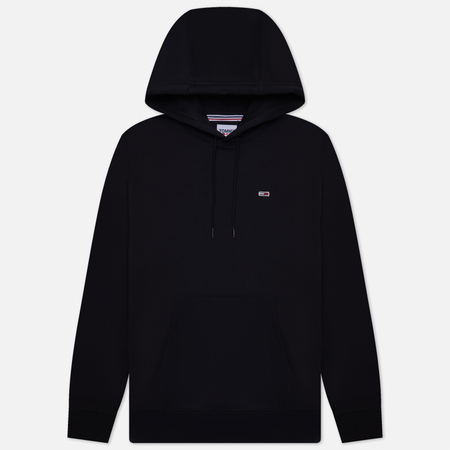 фото Мужская толстовка tommy jeans regular fleece hoodie, цвет чёрный, размер s
