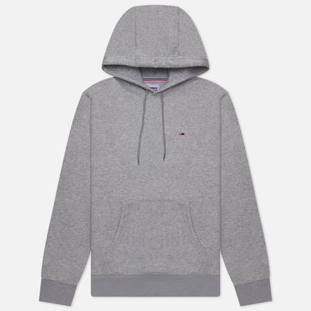 фото Мужская толстовка tommy jeans regular fleece hoodie, цвет серый, размер s