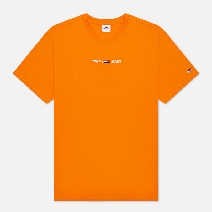 Мужская футболка Tommy Jeans, цвет оранжевый, размер S DM0DM09701SEF Small Text Logo Embroidery - фото 1
