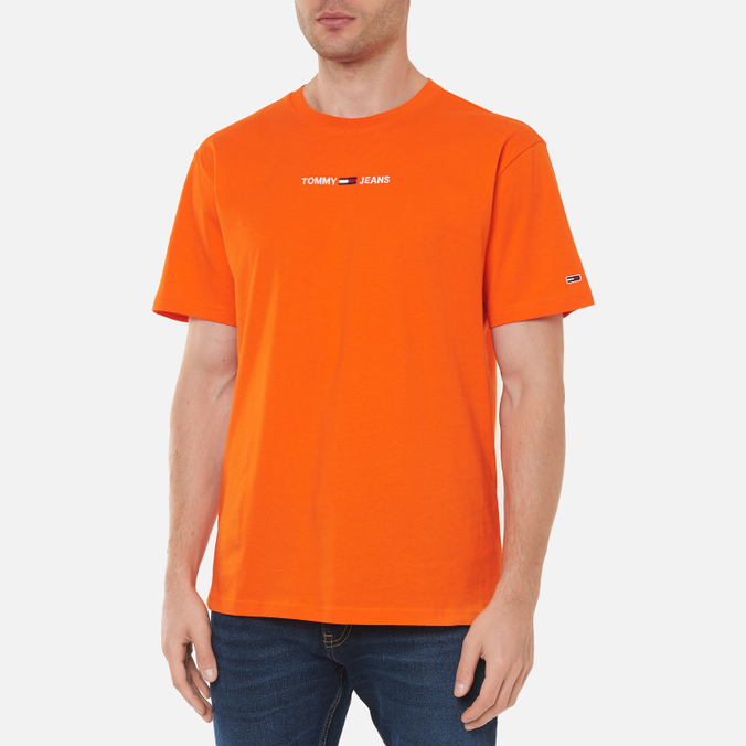 Мужская футболка Tommy Jeans, цвет оранжевый, размер S DM0DM09701SEF Small Text Logo Embroidery - фото 3