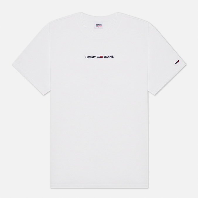 Мужская футболка Tommy Jeans, цвет белый, размер S DM0DM09701YBR Small Text Logo Embroidery - фото 1