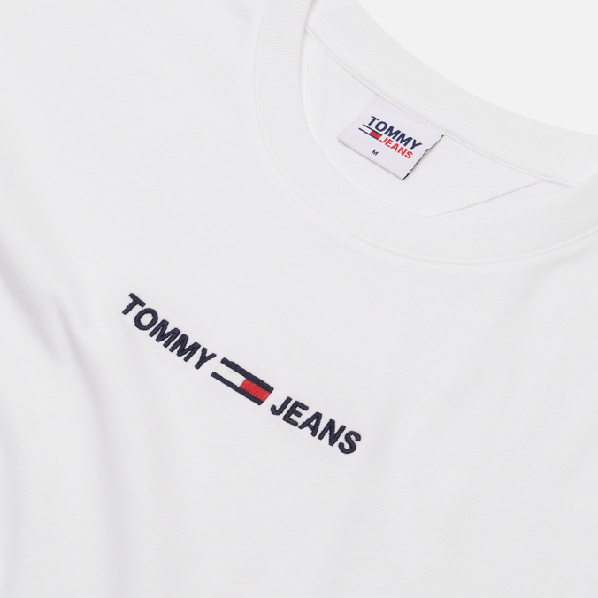 Мужская футболка Tommy Jeans, цвет белый, размер S DM0DM09701YBR Small Text Logo Embroidery - фото 2