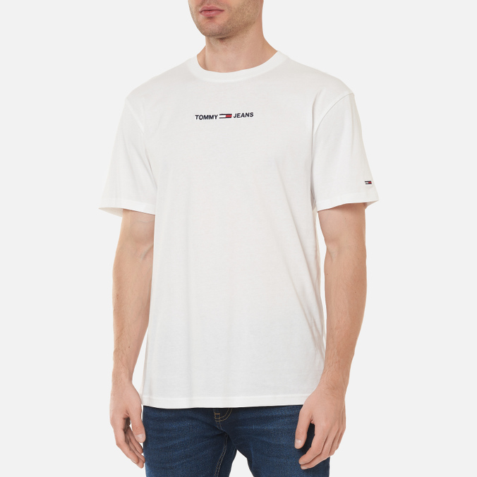 Мужская футболка Tommy Jeans, цвет белый, размер S DM0DM09701YBR Small Text Logo Embroidery - фото 3