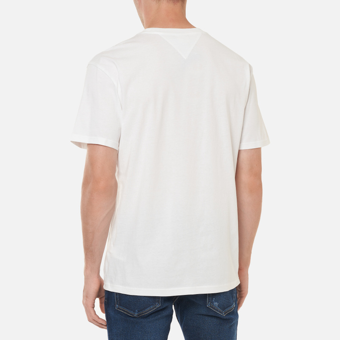 Мужская футболка Tommy Jeans, цвет белый, размер S DM0DM09701YBR Small Text Logo Embroidery - фото 4