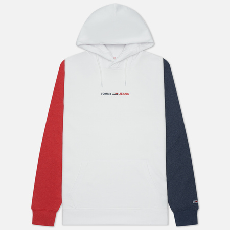 Мужская толстовка Tommy Jeans Colour-Blocked Hoody, цвет белый, размер XL