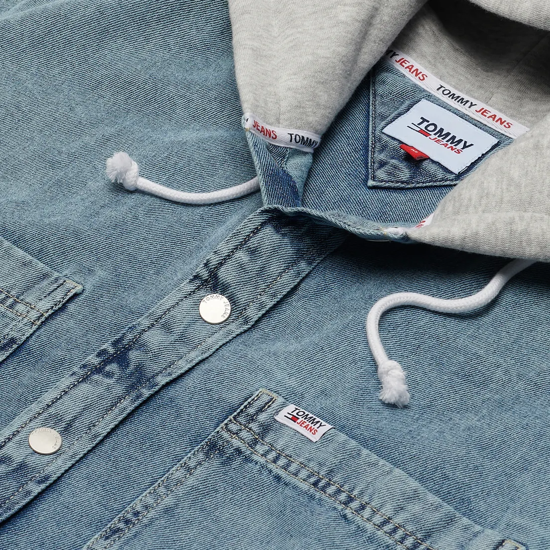 Tommy Jeans Мужская рубашка Denim Hoodie Overshirt
