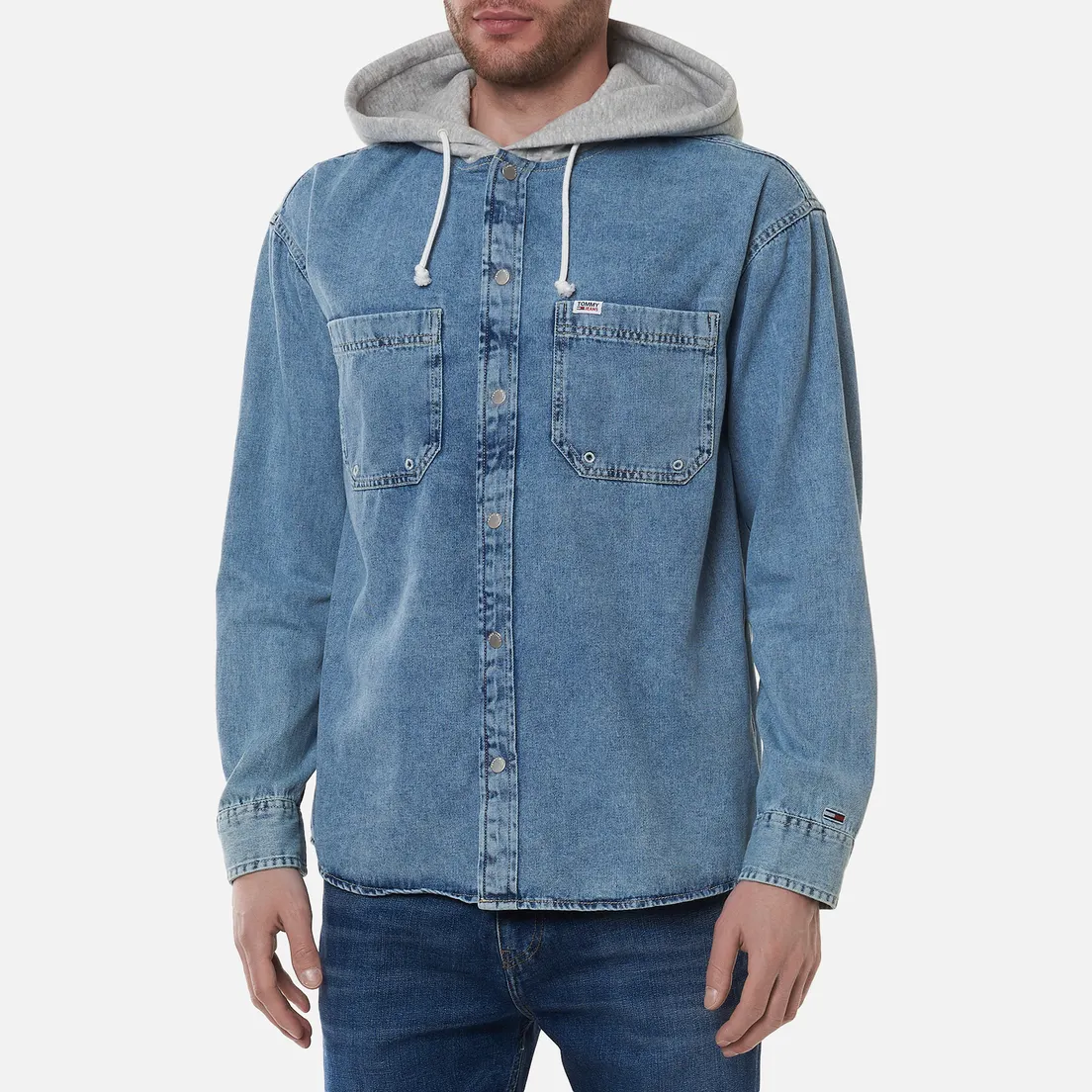 Tommy Jeans Мужская рубашка Denim Hoodie Overshirt