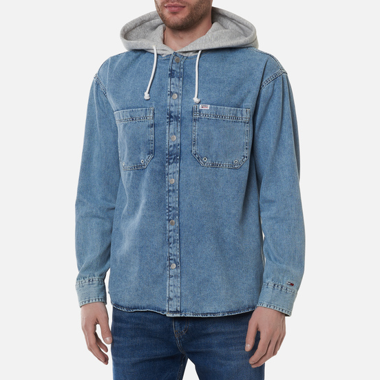 Мужская рубашка Tommy Jeans Denim Hoodie Overshirt Denim Light