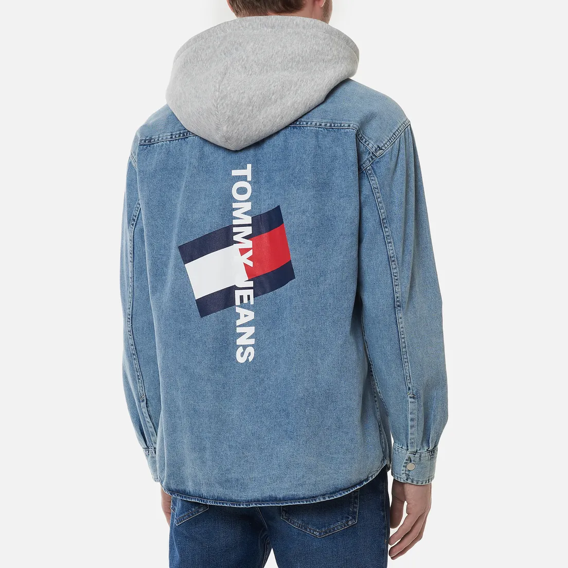 Tommy Jeans Мужская рубашка Denim Hoodie Overshirt