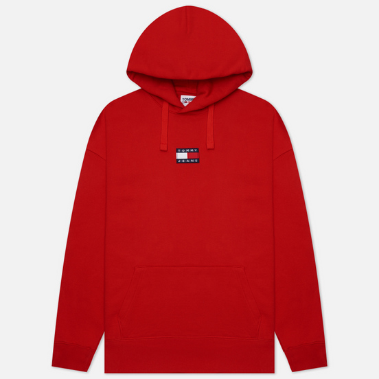 Мужская толстовка Tommy Jeans Badge Organic Cotton Hoodie Deep Crimson