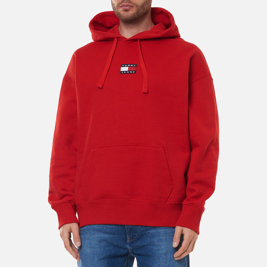 Мужская толстовка Tommy Jeans Badge Organic Cotton Hoodie Deep Crimson