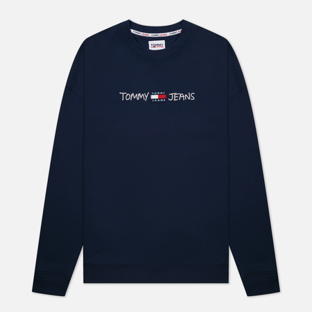 Мужская толстовка Tommy Jeans Seasonal Straight Logo Crew Neck, цвет синий, размер S