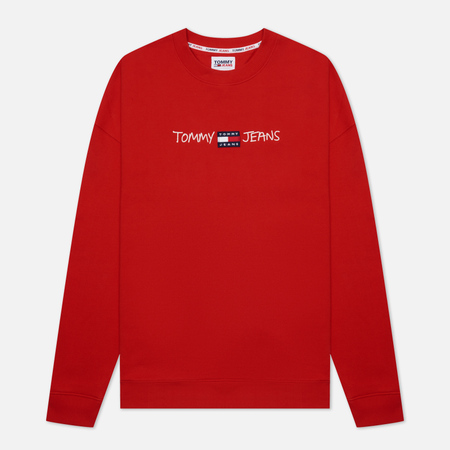 Мужская толстовка Tommy Jeans Seasonal Straight Logo Crew Neck, цвет красный, размер L