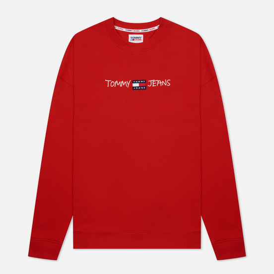 Мужская толстовка Tommy Jeans Seasonal Straight Logo Crew Neck Deep Crimson