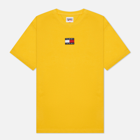 Мужская футболка Tommy Jeans Tommy Badge Pure Organic Cotton, цвет жёлтый, размер S