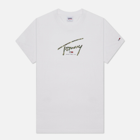 Мужская футболка Tommy Jeans Hand Written Linear Logo, цвет белый, размер XS