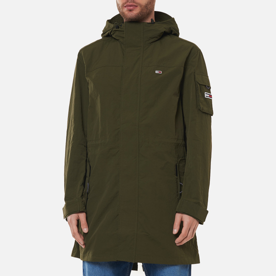 Мужская куртка парка Tommy Jeans Flag Patch Hooded Dark Olive