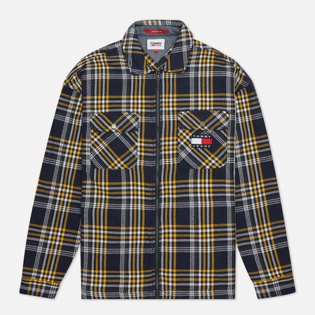 Мужская рубашка Tommy Jeans Check Zip Overshirt, цвет синий, размер M