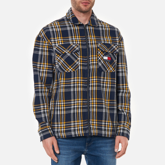 Мужская рубашка Tommy Jeans Check Zip Overshirt Twilight Navy/Multi