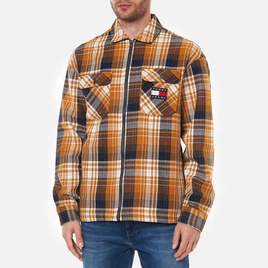 Мужская рубашка Tommy Jeans Check Zip Overshirt Golden Age/Multi