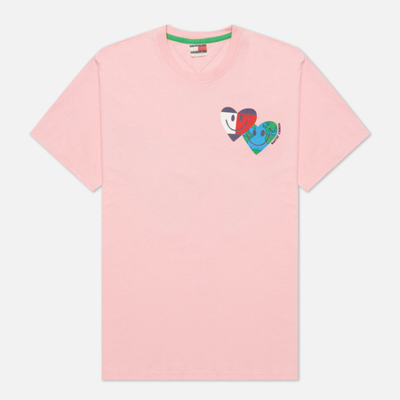 Мужская футболка Tommy Jeans Luv The World Heart Face, цвет розовый, размер XS