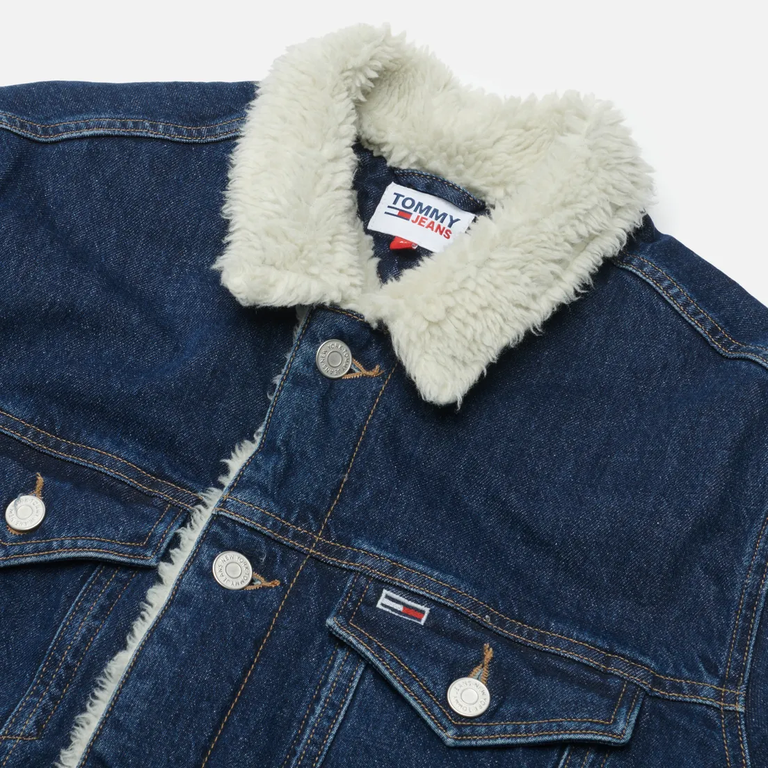Tommy Jeans Мужская джинсовая куртка Sherpa-Lined Denim Trucker