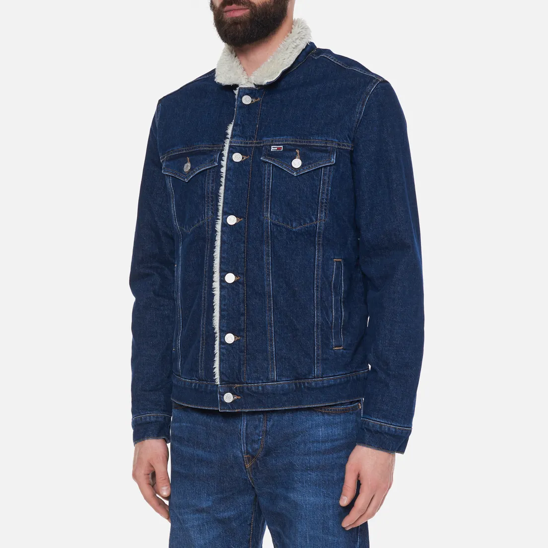 Tommy Jeans Мужская джинсовая куртка Sherpa-Lined Denim Trucker