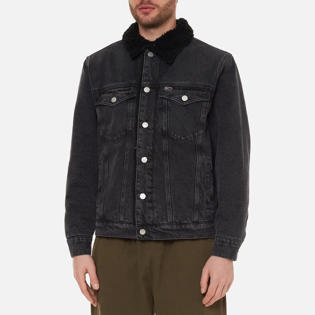 Tommy Jeans Мужская джинсовая куртка Oversize Sherpa-Lined Trucker BE572