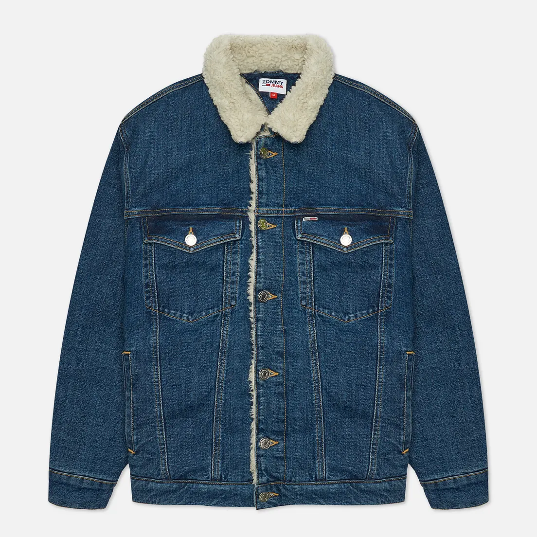 Tommy Jeans Мужская джинсовая куртка Colour-Blocked Oversized Sherpa Trucker