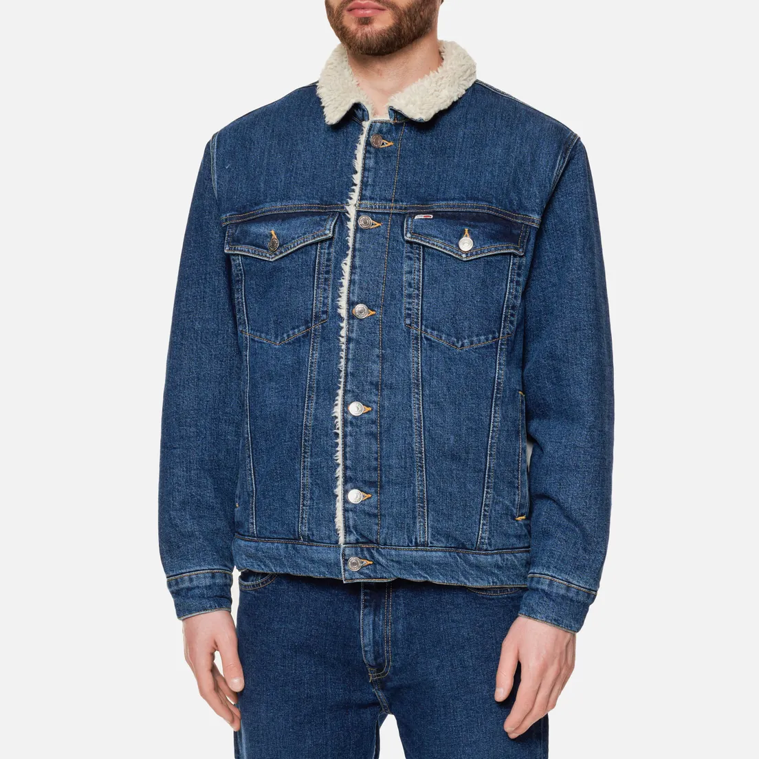 Tommy Jeans Мужская джинсовая куртка Colour-Blocked Oversized Sherpa Trucker