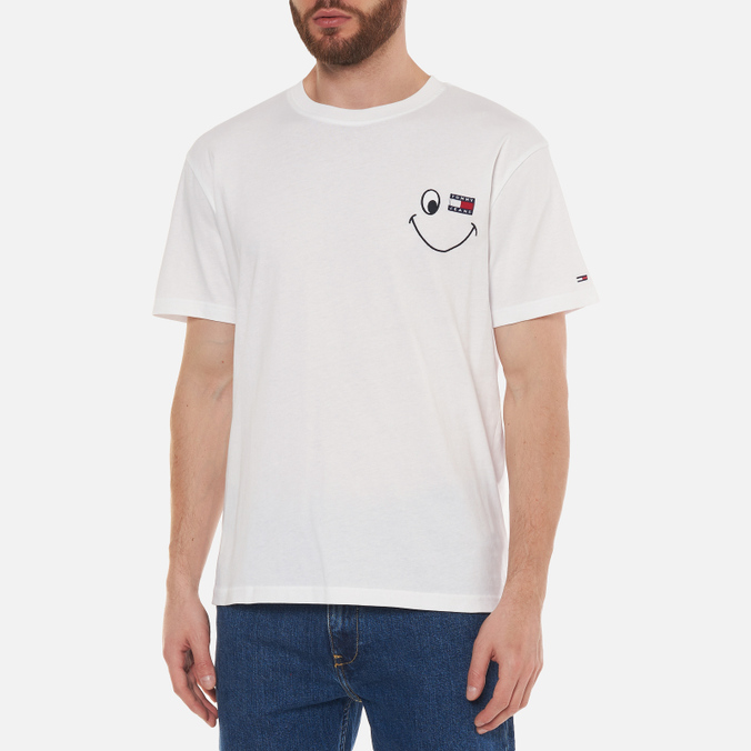 Мужская футболка Tommy Jeans, цвет белый, размер XL DM0DM11616YBR Smiley Badge Graphic - фото 3
