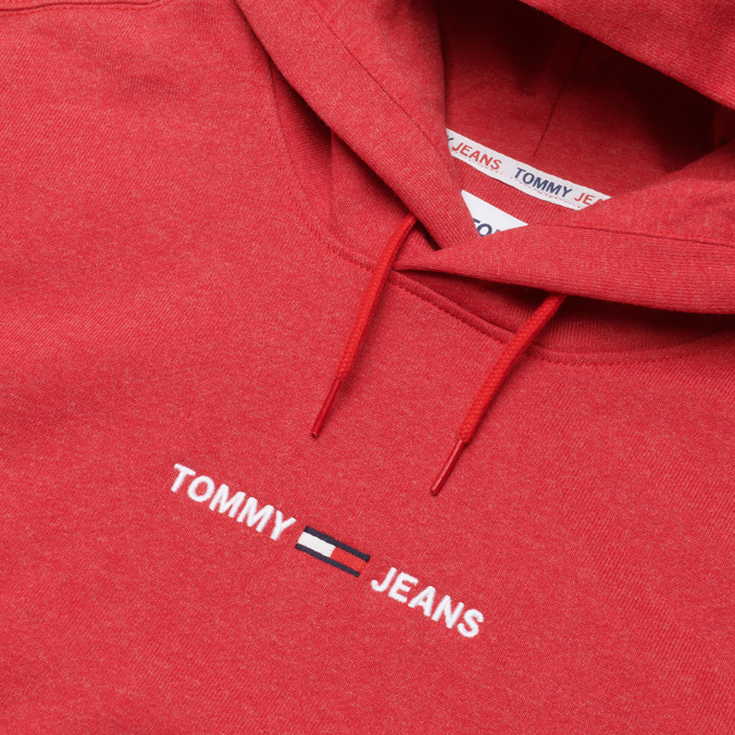 Мужская толстовка Tommy Jeans, цвет красный, размер S DM0DM11632XNL Straight Logo Hoodie - фото 2