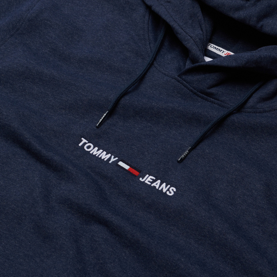 Мужская толстовка Tommy Jeans Straight Logo Heathered Hoodie Twilight Navy Heather