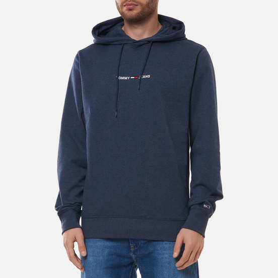Мужская толстовка Tommy Jeans Straight Logo Heathered Hoodie Twilight Navy Heather