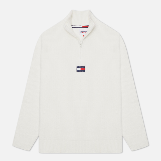 Мужской свитер Tommy Jeans Solid Badge Zip Mock Neck Ecru