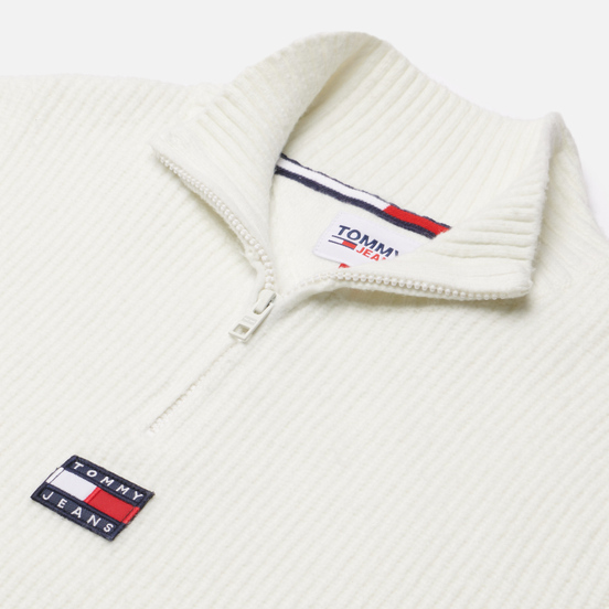 Мужской свитер Tommy Jeans Solid Badge Zip Mock Neck Ecru