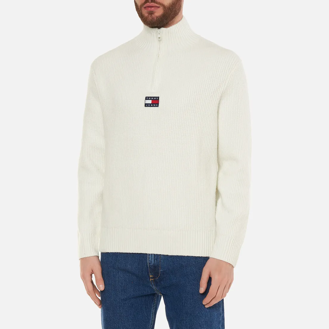 Tommy Jeans Мужской свитер Solid Badge Zip Mock Neck