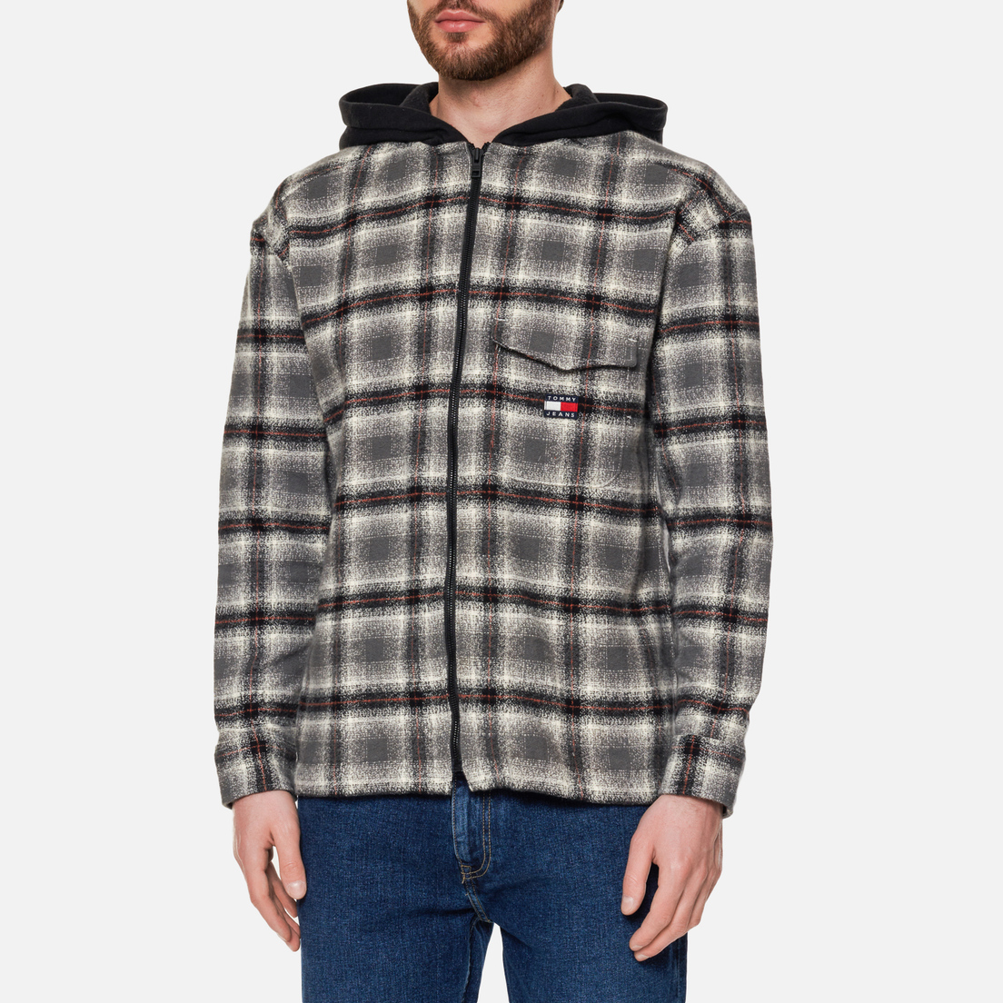 Tommy Jeans Мужская рубашка Hooded Check Overshirt