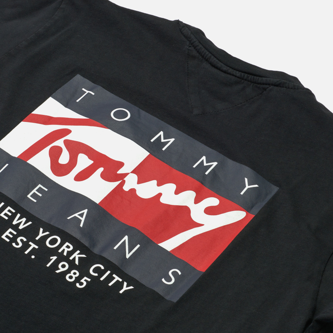 Мужская футболка Tommy Jeans, цвет чёрный, размер L DM0DM12416BDS Vintage Flag Signature Logo - фото 3