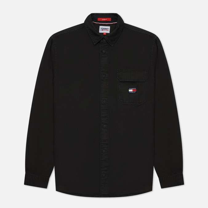 Мужская рубашка Tommy Jeans, цвет чёрный, размер XL DM0DM12454BDS True Black Denim - фото 1